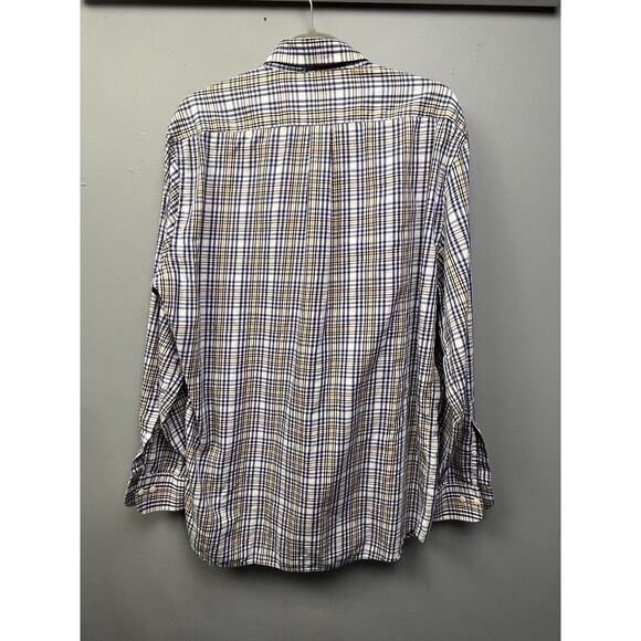 Peter Millar Shirt Mens XL Blue Check Plaid Long Sleeve Button front pocket - Picture 2 of 6